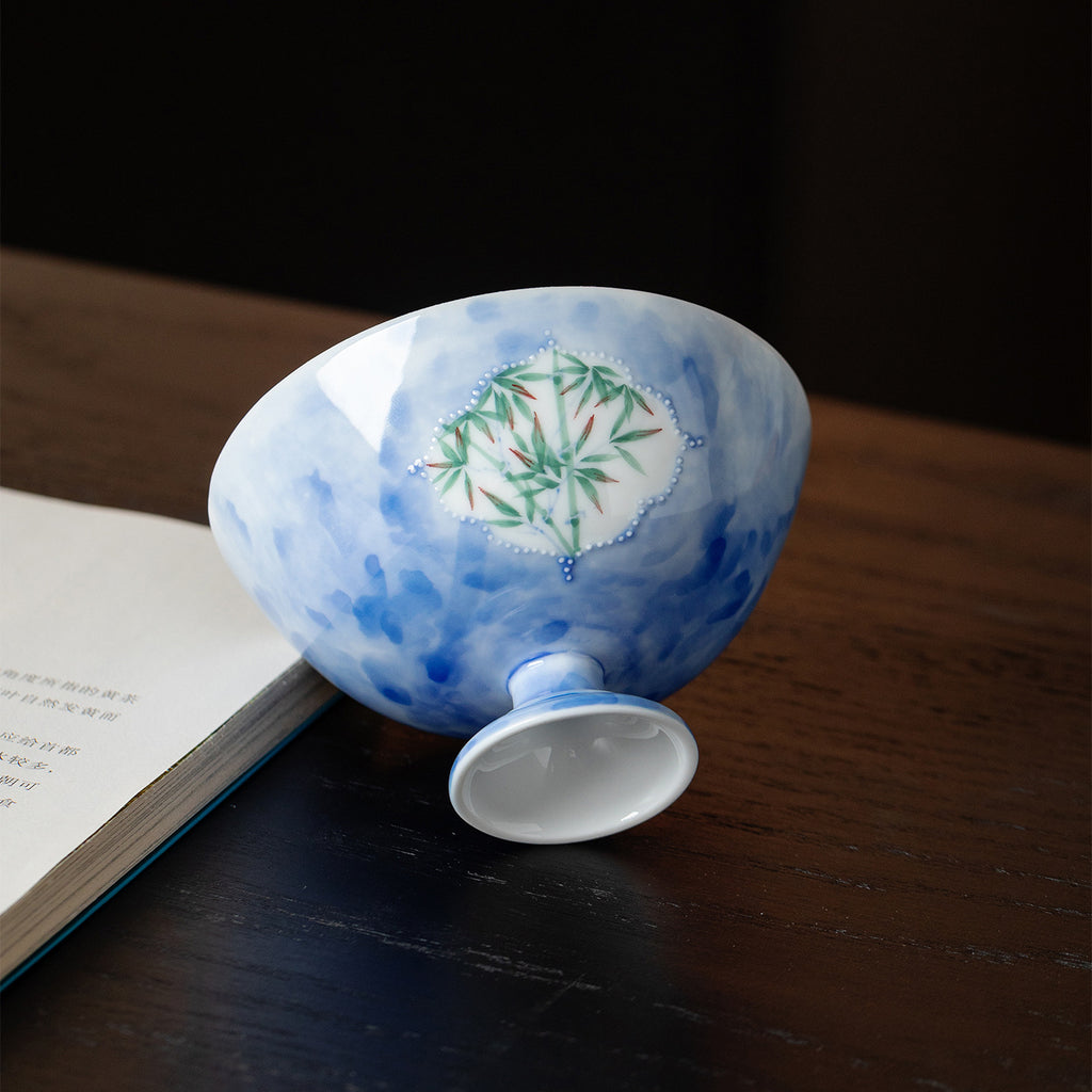 Hand-Painted Bamboo Shadow Tea Set – Azure Blue Collection