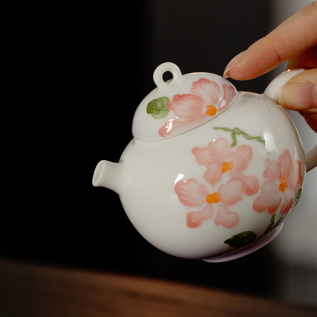 Arita-Style Hand-Painted Purple Butterfly Orchid Ceramic Teapot (145ml)