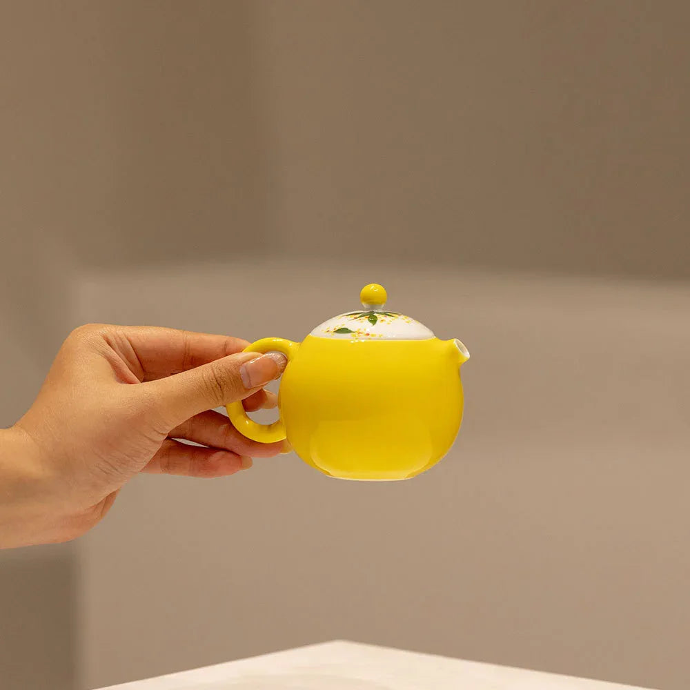 Imperial Yellow Hand-Painted Osmanthus Teapot - AlinTree
