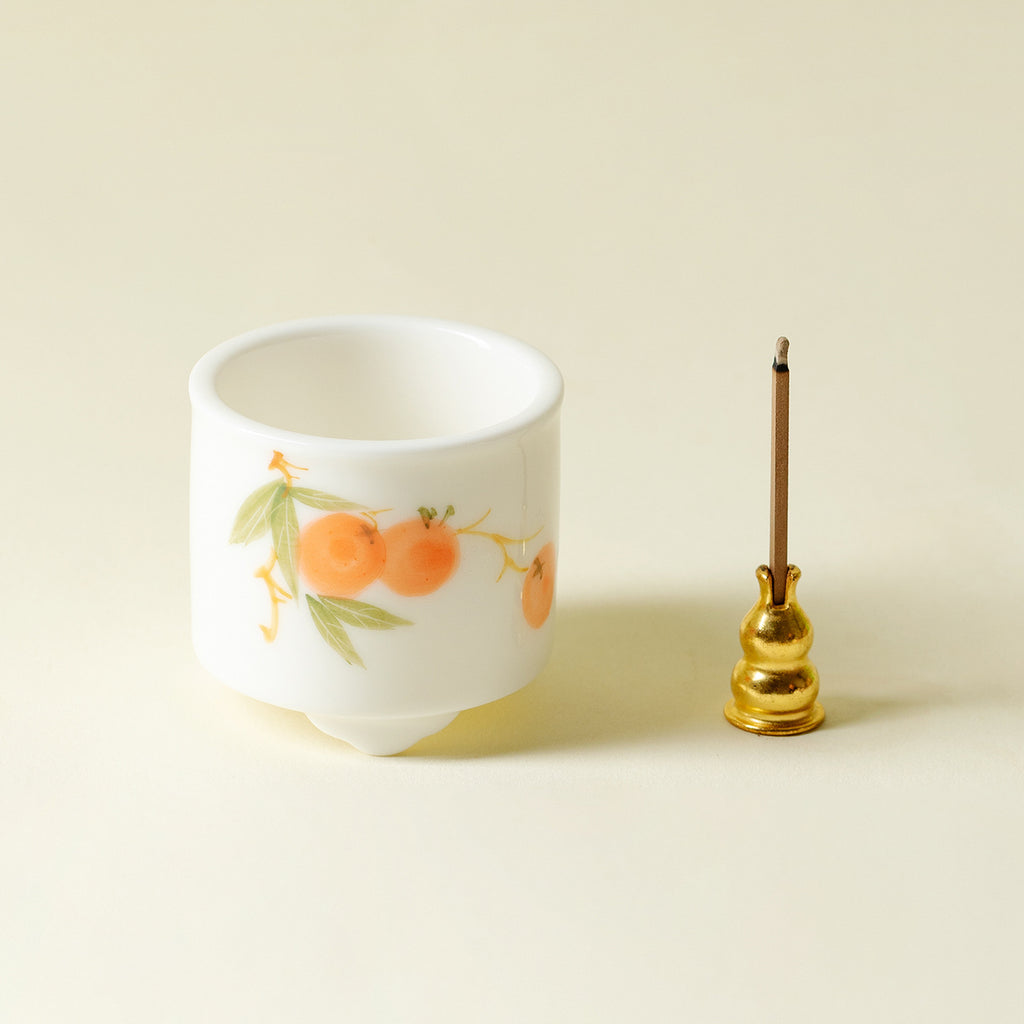 Hand-Painted Persimmon Ceramic Stick Incense Burner (70 ml)