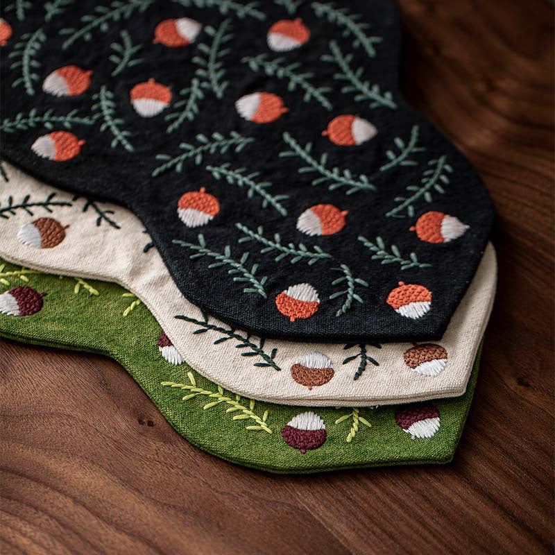 Gourd Teapot Coaster Embroidered Coaster Vintage Teapot Coaster Tray Mat Heat-Resistant Mat Premium Tea Mat