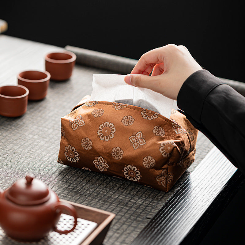 Chinese-Style Tissue Box Cover Fabric Brocade Tissue Dustproof Premium Tissue Box Cover