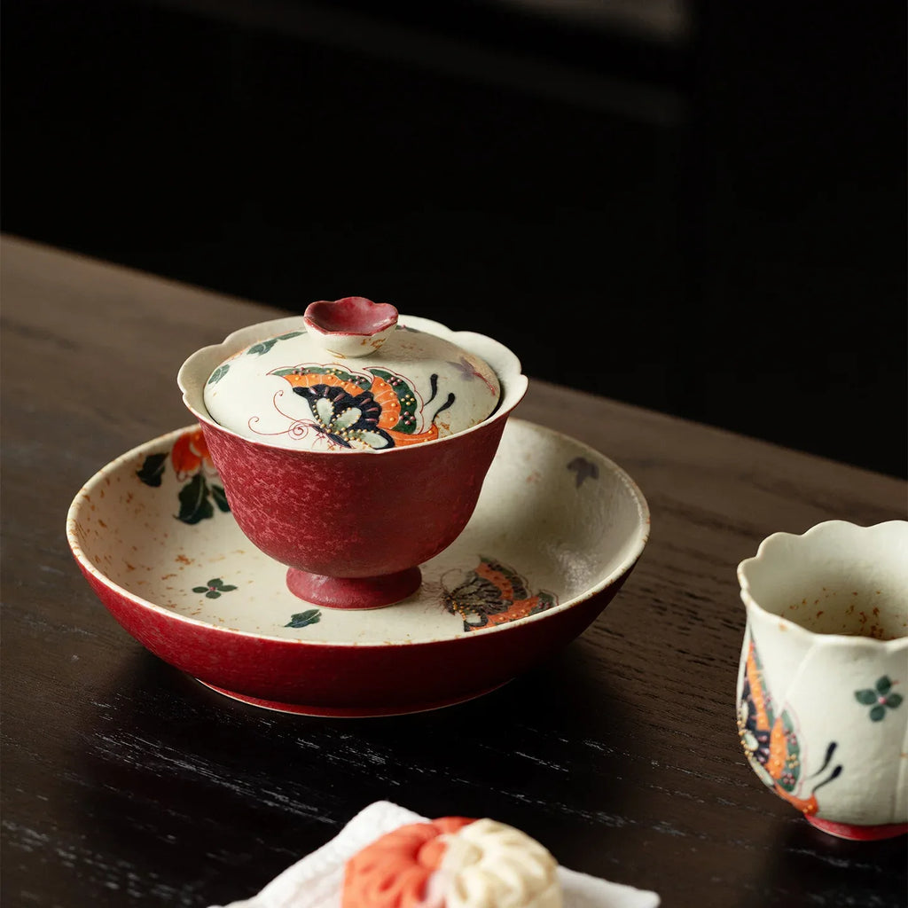 Hand-Painting“Sand Red” Butterflies-in-Bloom Collection - AlinTree