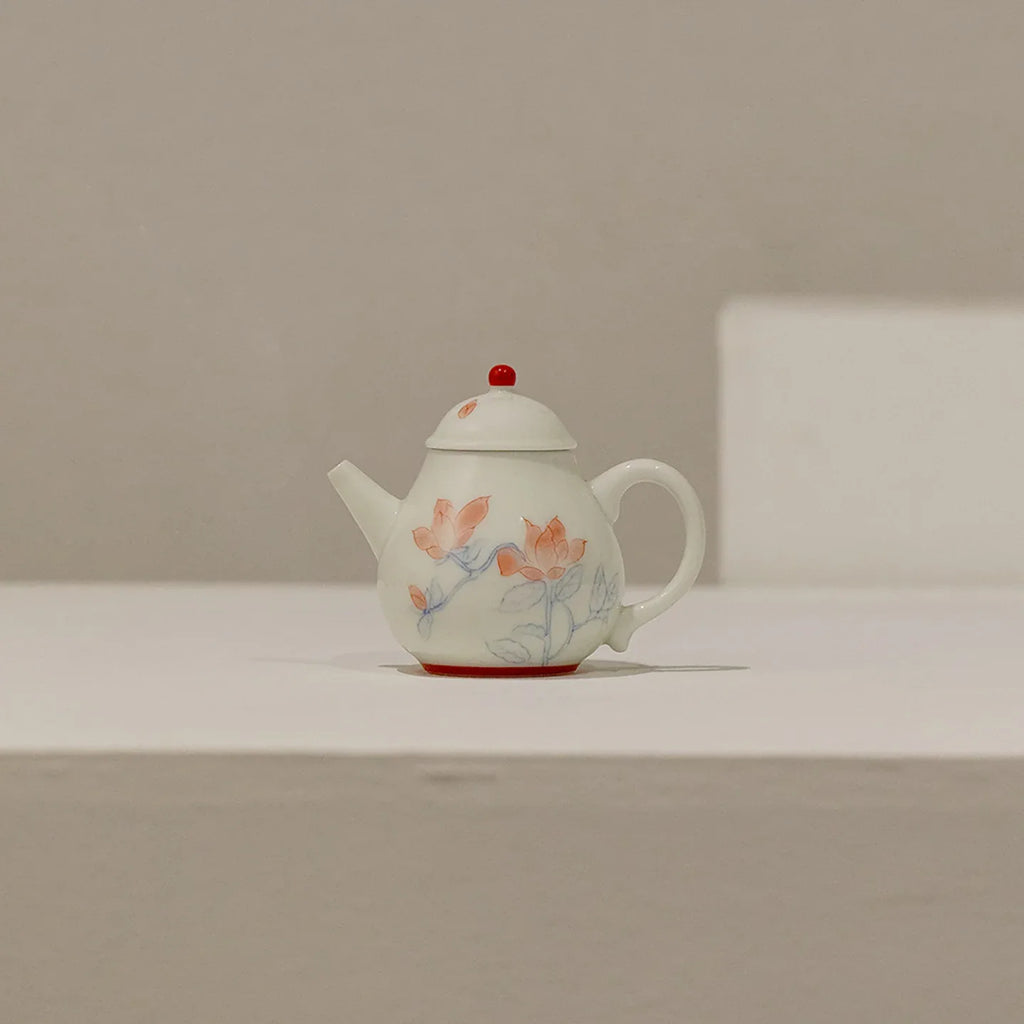 Orchid Red Hand-Painted Pear-Shaped Teapot 125ml - AlinTree