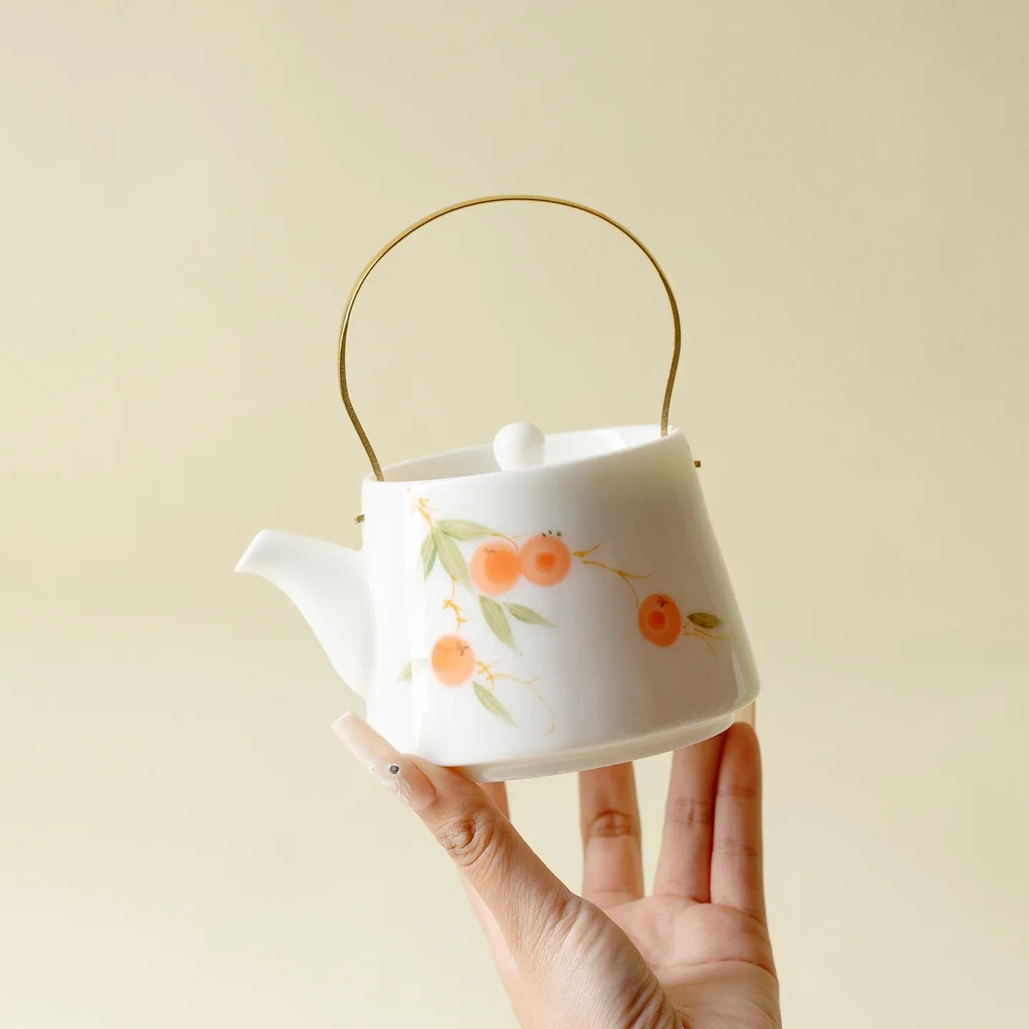 Persimmon Wish Carrying-Handle Teapot (290ml) - AlinTree