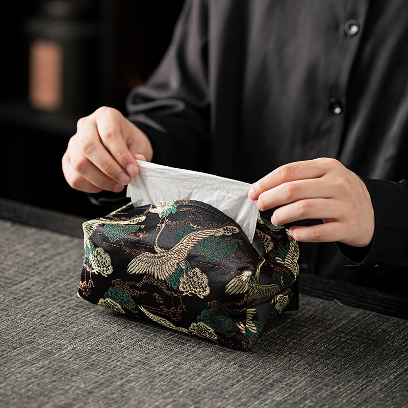 Chinese-Style Tissue Box Cover Fabric Brocade Tissue Dustproof Premium Tissue Box Cover