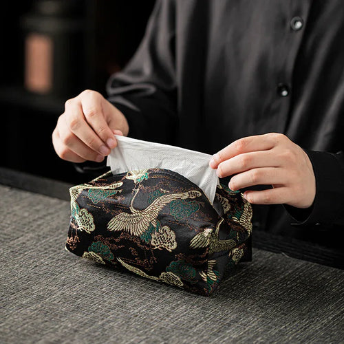 Chinese-Style Tissue Box Cover Fabric Brocade Tissue Dustproof Premium Tissue Box Cover - AlinTree