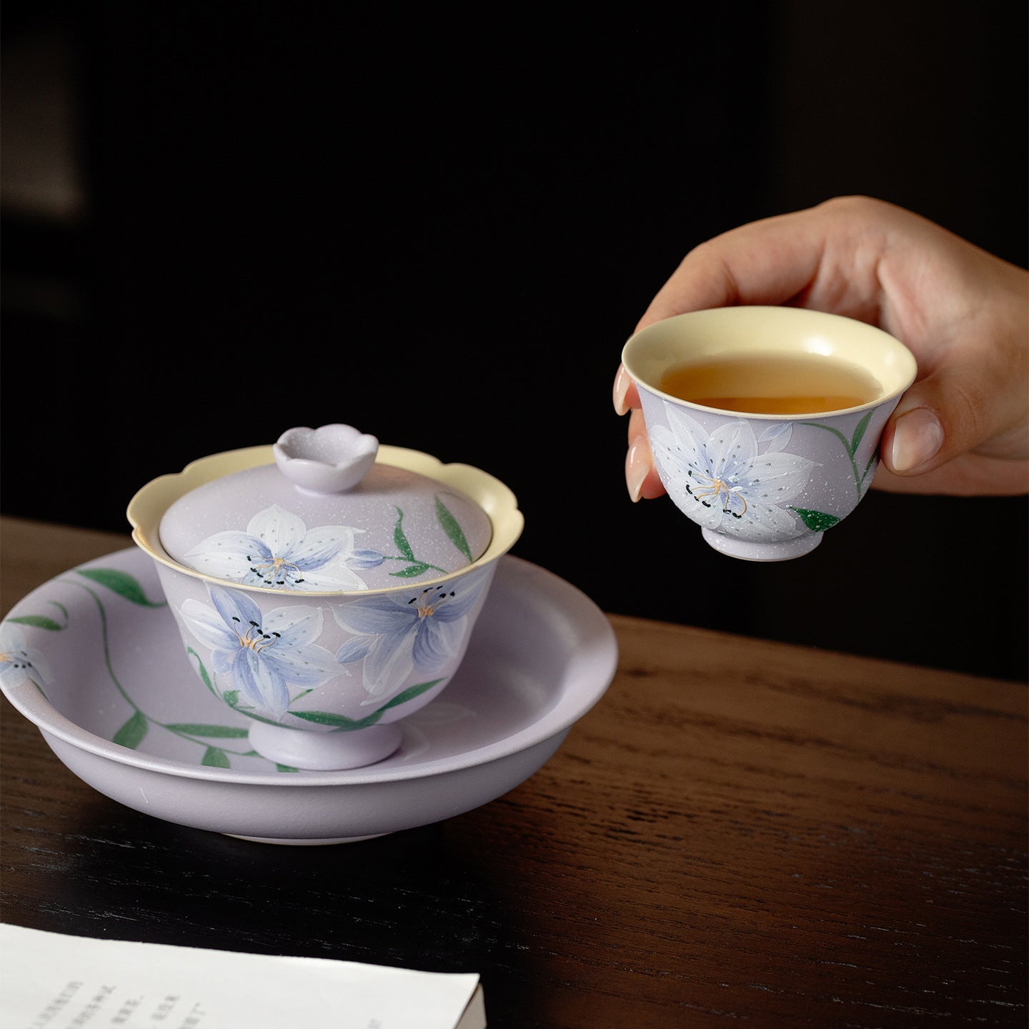 Purple Mist Lily Collection (Hand-Painted, Lavender Glaze)