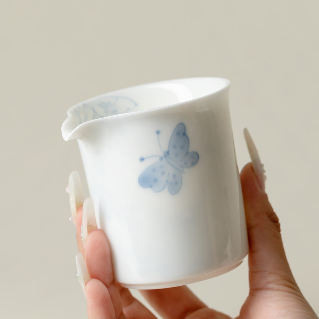 Hand-Painted Butterfly White Porcelain Fairness Cup,150ml