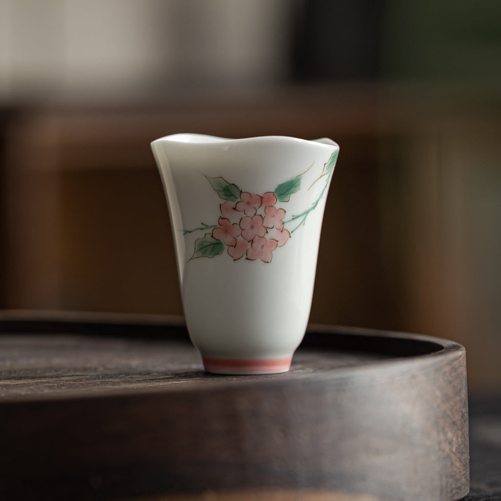 Hand-Painted Hydrangea Gongfu Tea Cup