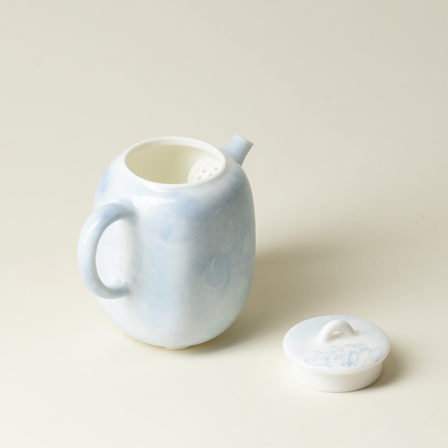 Hand-Painted Butterfly & Flower Square Porcelain Teapot (150ml)