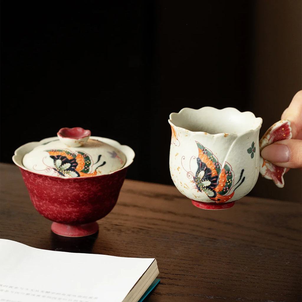 Hand-Painting“Sand Red” Butterflies-in-Bloom Collection - AlinTree