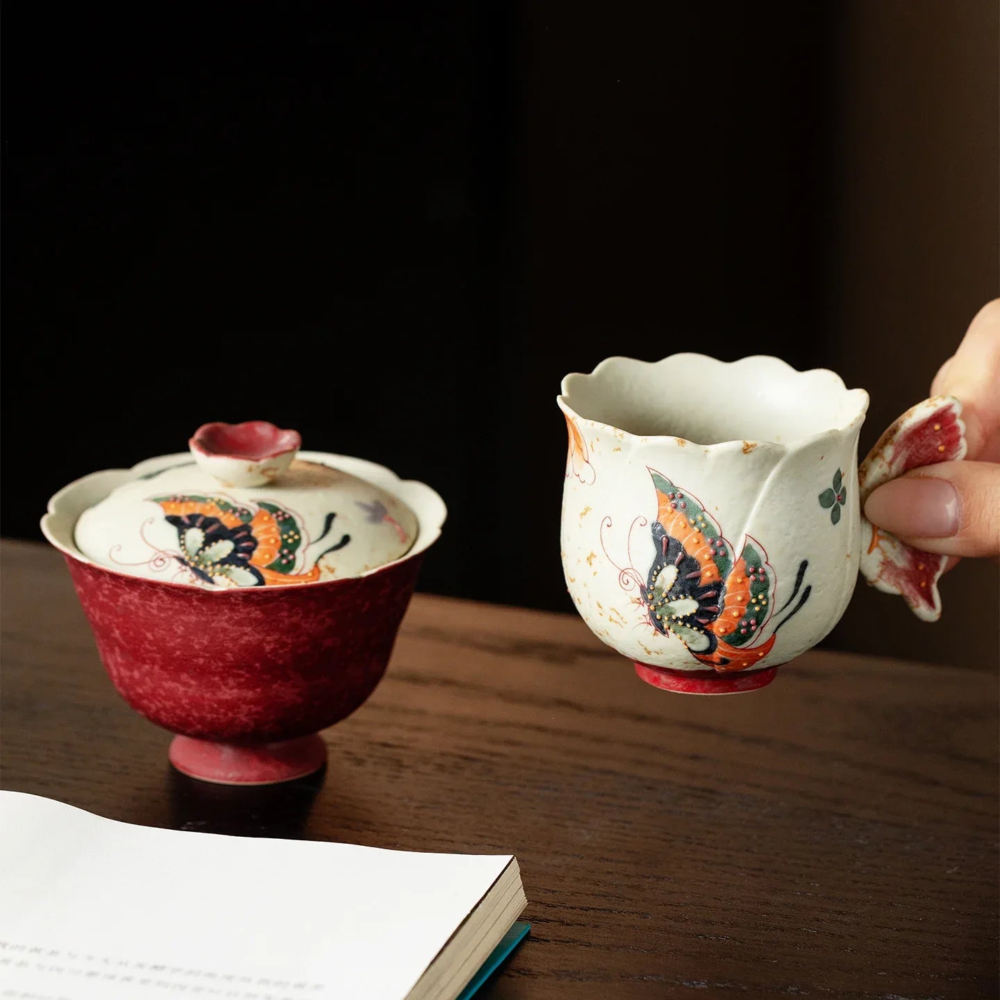 Hand-Painting“Sand Red” Butterflies-in-Bloom Collection - AlinTree