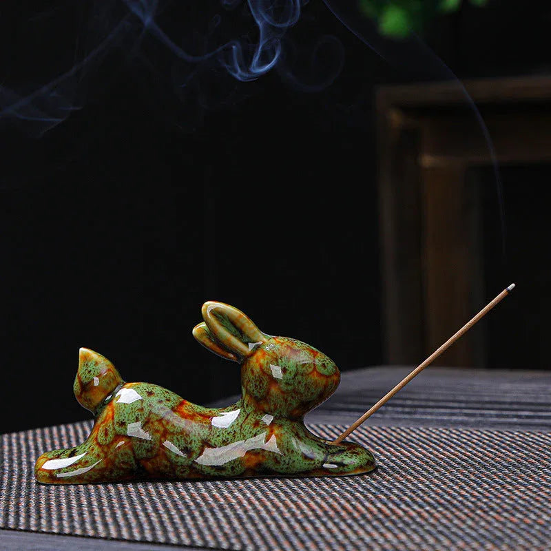 Kiln-Glazed Rabbit Incense Burner - AlinTree