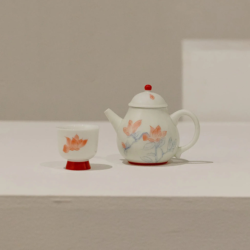 Orchid Red Hand-Painted Pear-Shaped Teapot 125ml - AlinTree
