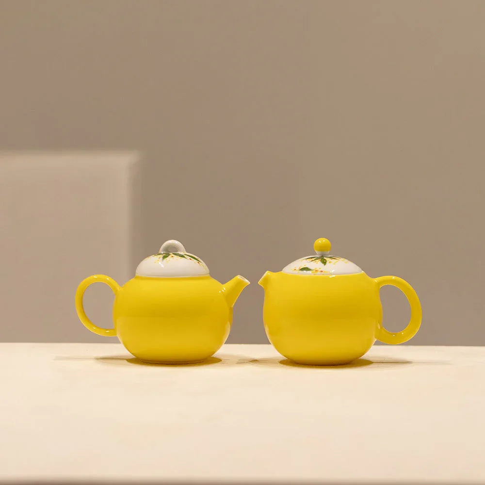 Imperial Yellow Hand-Painted Osmanthus Teapot - AlinTree