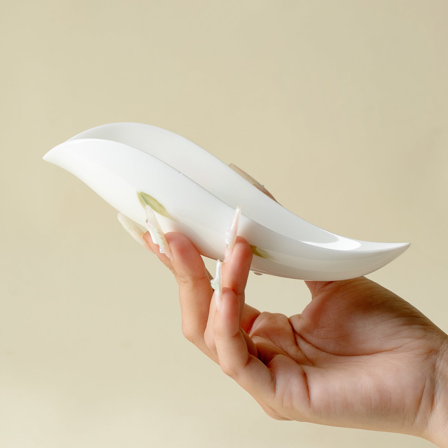 Hand-Painted Persimmon Blessing Autumn Leaf Ceramic Tea Scoop (Cha Ze)