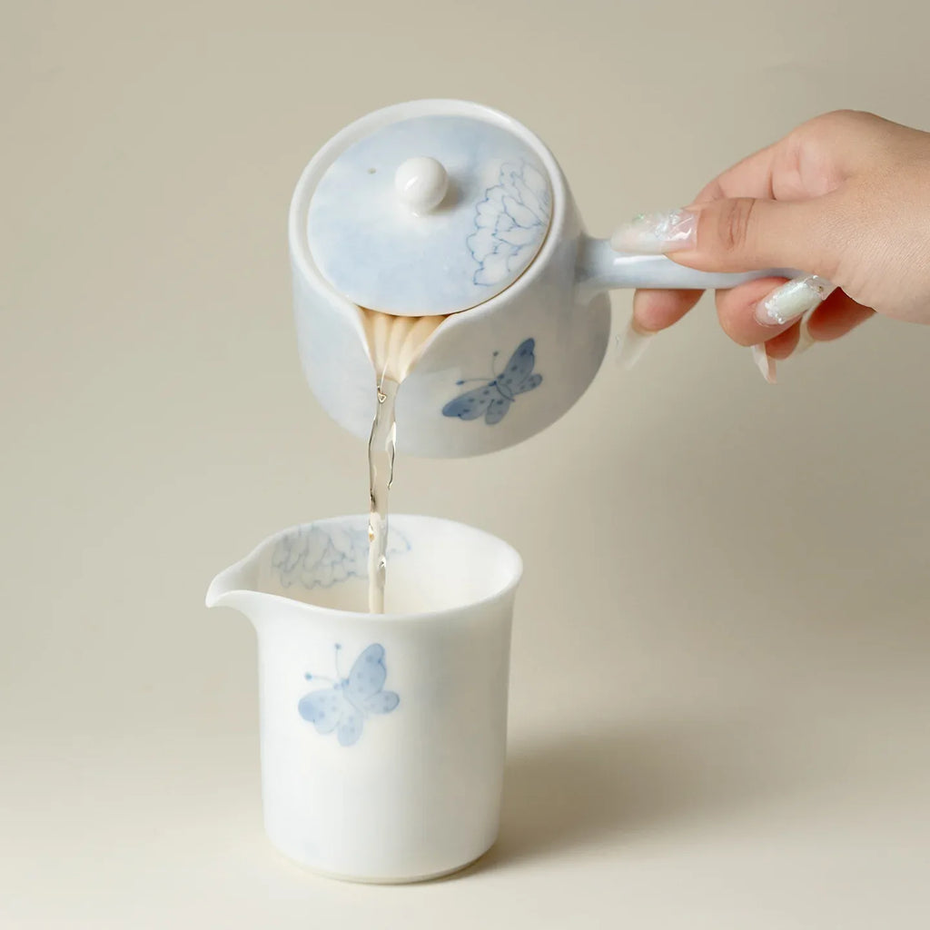 Hand-Painted Butterfly Side-Handle Ceramic Teapot (160ml) - AlinTree