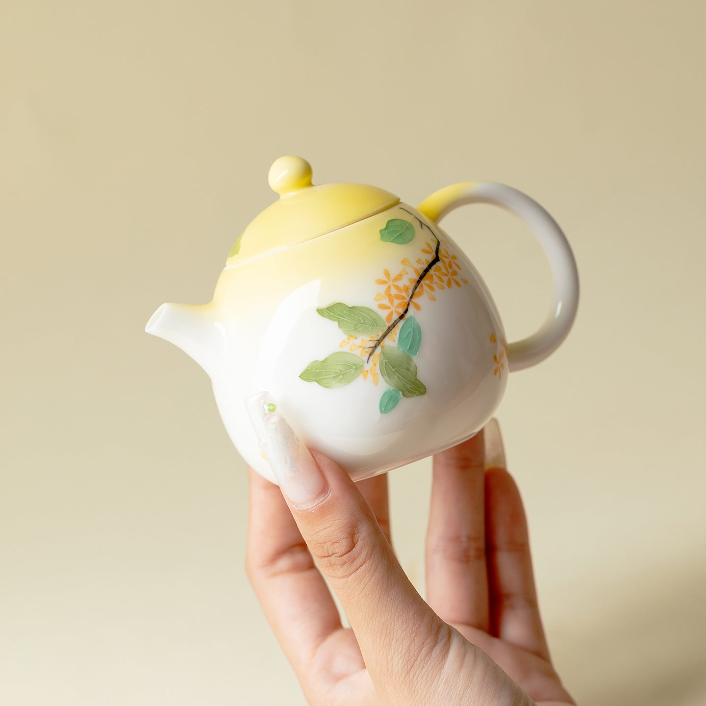 Gradient Laurel Hand-Painted Longdan Teapot 130ml