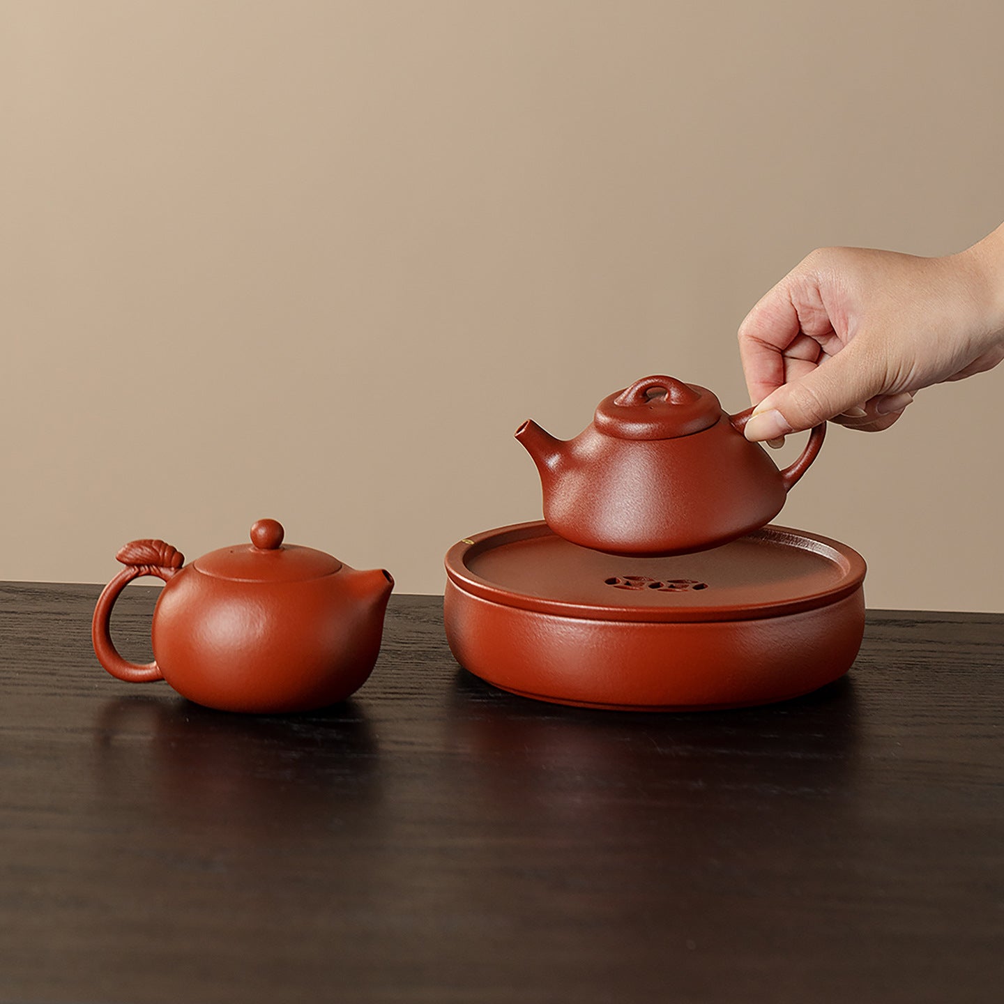 Zhuni (Cinnabar Clay) Yixing Zisha Teapot  (Semi-Handmade)