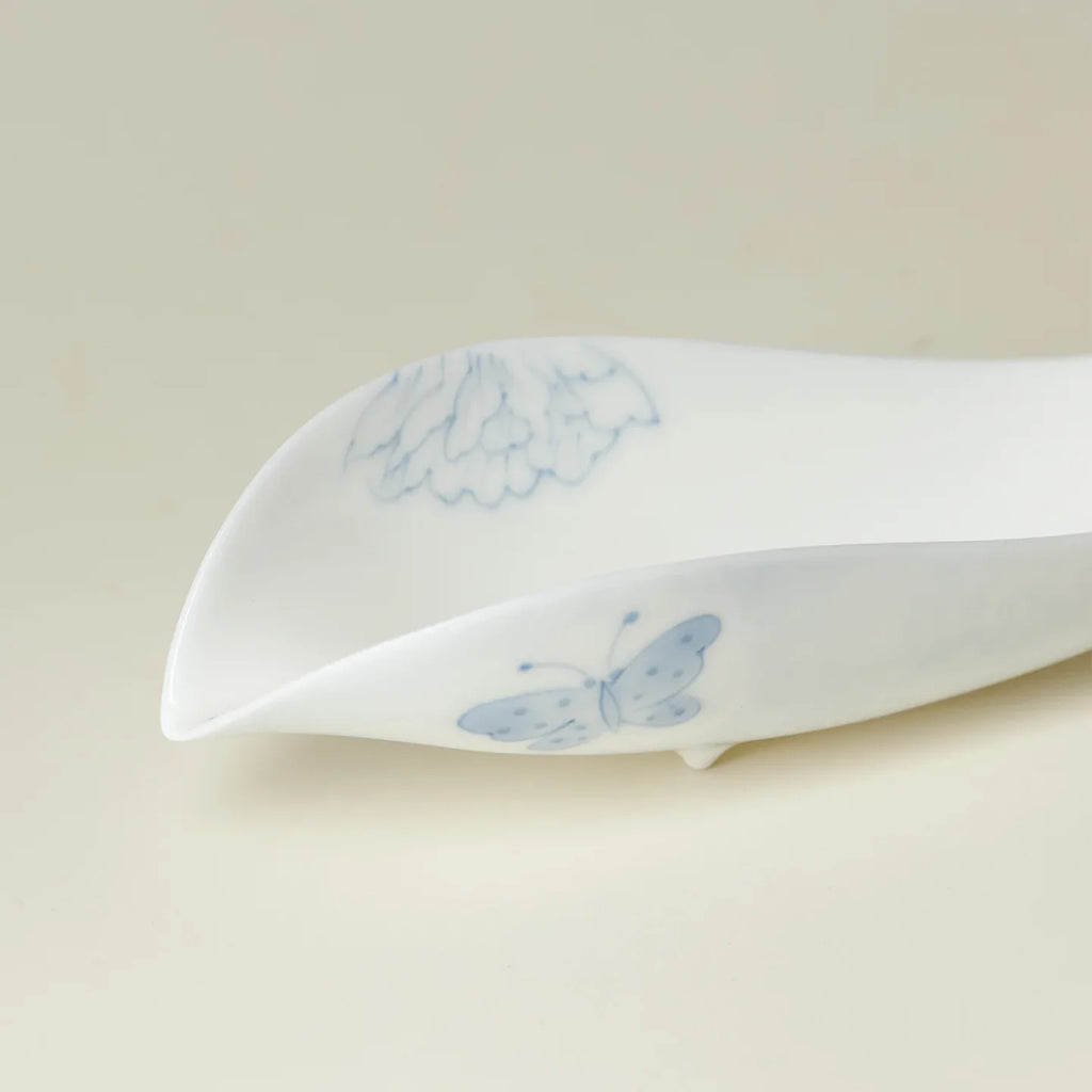 Hand-Painted Butterfly & Floral Jade Porcelain Tea Scoop (Cha Ze) - AlinTree