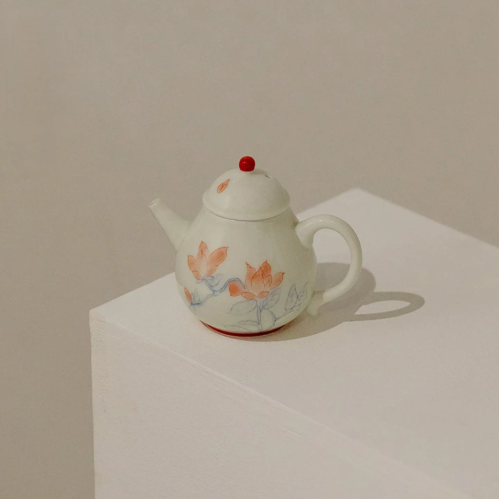 Orchid Red Hand-Painted Pear-Shaped Teapot 125ml - AlinTree