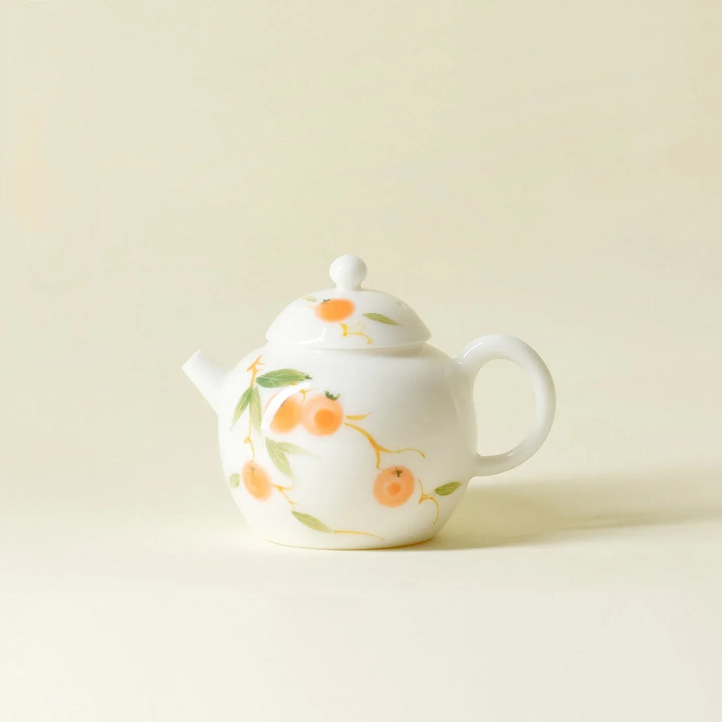 Persimmon Wish Hand-Painted Underglaze Xiaowen Teapot 120ml - AlinTree