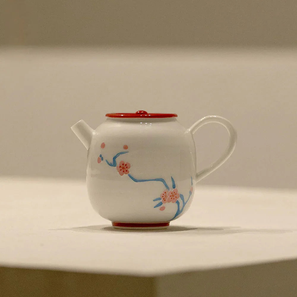 Red Glaze Raised Ice Plum Hand-Painted Suxin Teapot 140ml - AlinTree