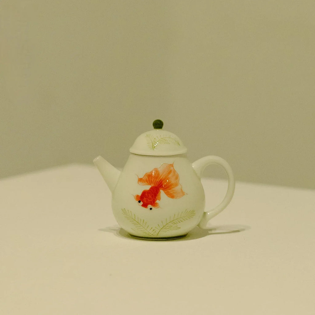 Red Koi Hand-Painted Pear-Shaped Teapot 120ml - AlinTree