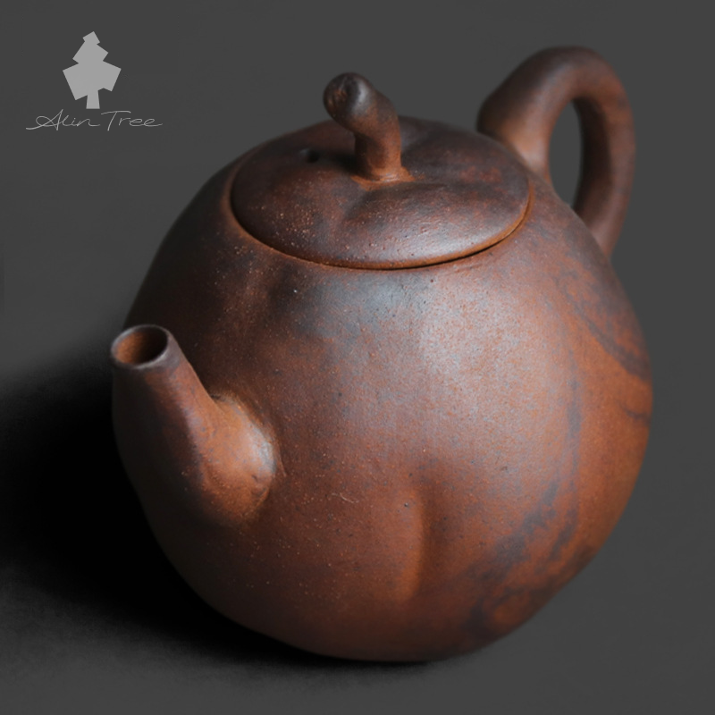 Coarse Stoneware Old Rock Clay Apple-Shaped Teapot