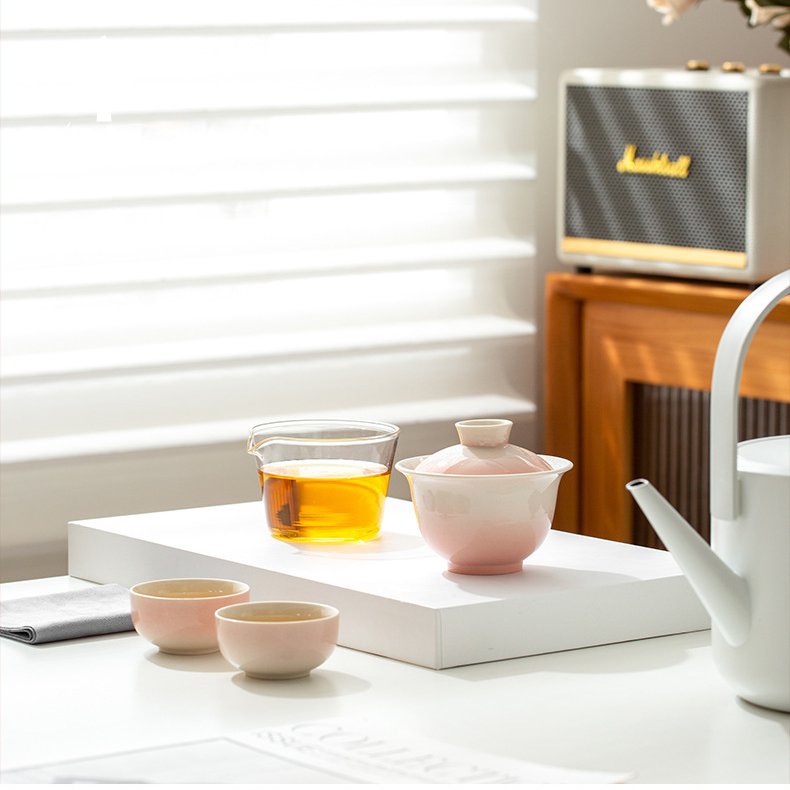 Gradient Wood Ash Glaze Outdoor Travel Gongfu Tea Set