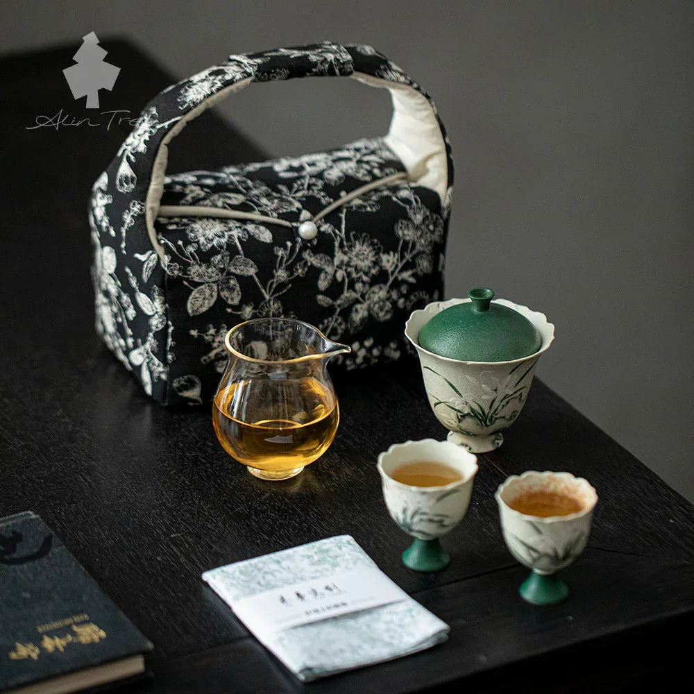 Hand-Painted Orchid Travel Tea Set - AlinTree