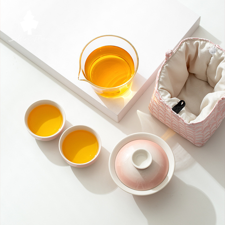 Gradient Wood Ash Glaze Outdoor Travel Gongfu Tea Set