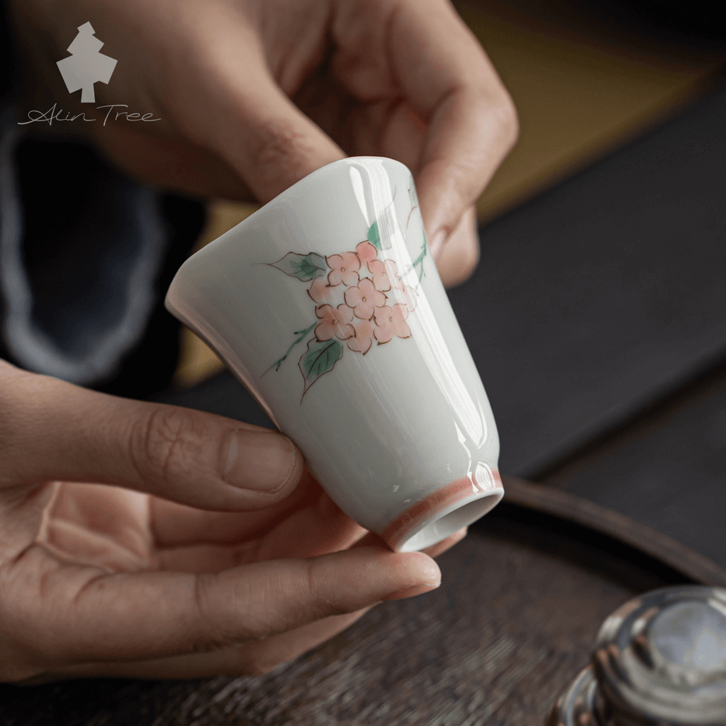 Hand-Painted Hydrangea Gongfu Tea Cup