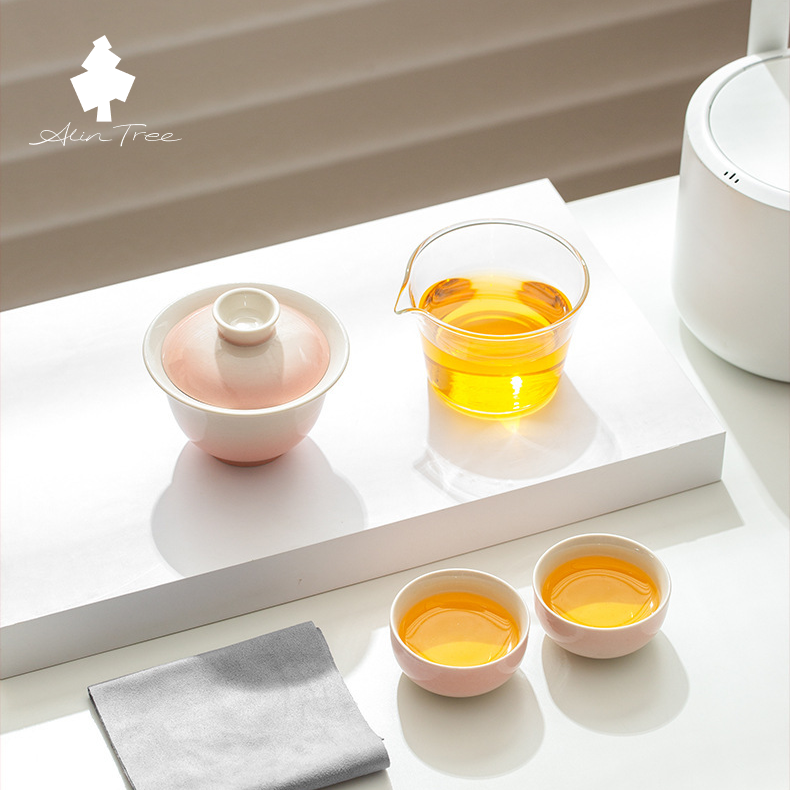 Gradient Wood Ash Glaze Outdoor Travel Gongfu Tea Set