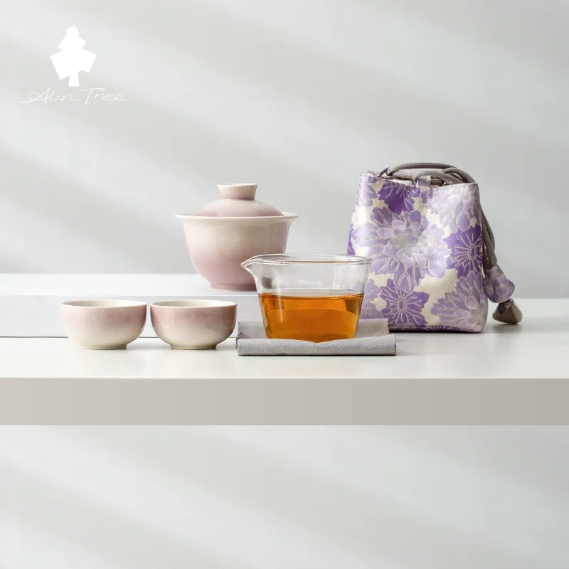 Gradient Wood Ash Glaze Outdoor Travel Gongfu Tea Set