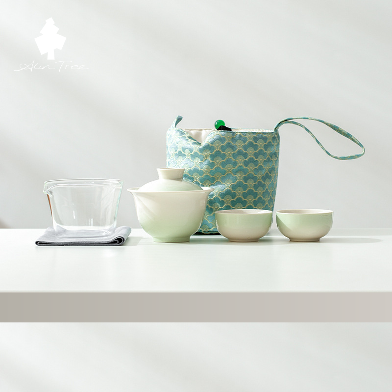 Gradient Wood Ash Glaze Outdoor Travel Gongfu Tea Set