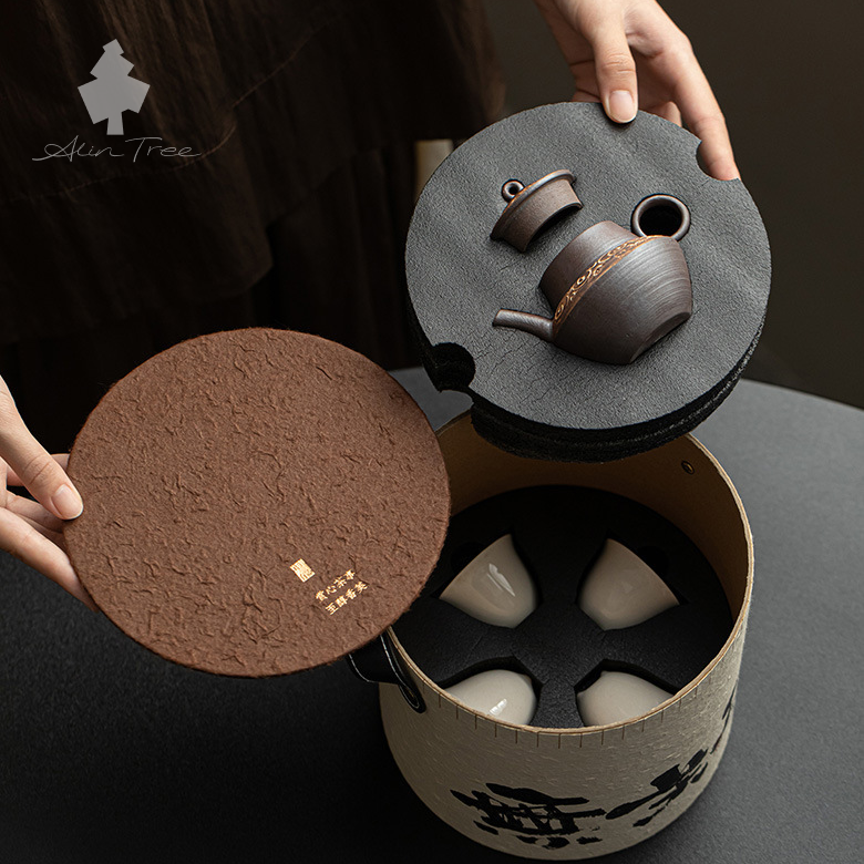 Old Rock Clay Teapot Set (1 Teapot & 4 Teacups)