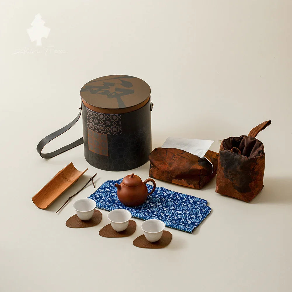 Purple Clay Travel Tea Set – Round Barrel Case - AlinTree