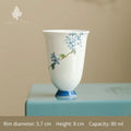 White Clay Hand-Painted “Little Blue Bud” Gongfu Tea Cup - AlinTree