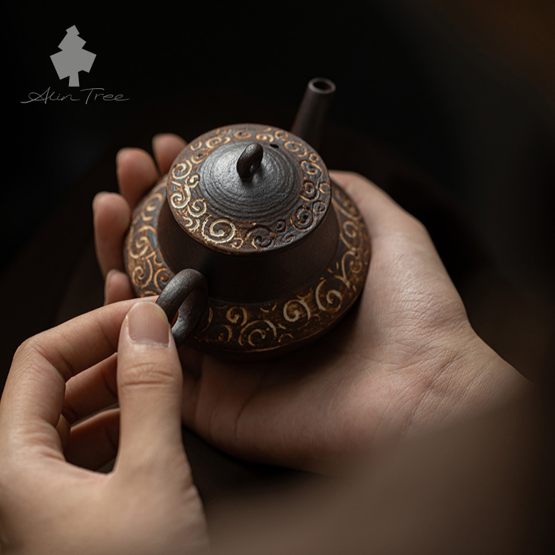 Old Rock Clay Teapot Set (1 Teapot & 4 Teacups)