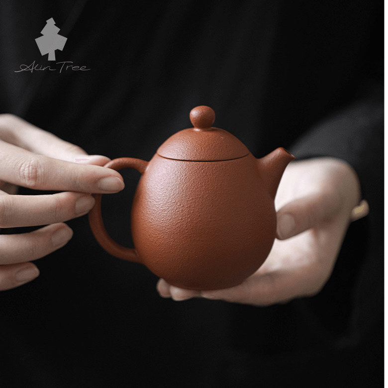 Zhuni (Cinnabar Clay) Yixing Zisha Teapot with Orange-Peel Texture