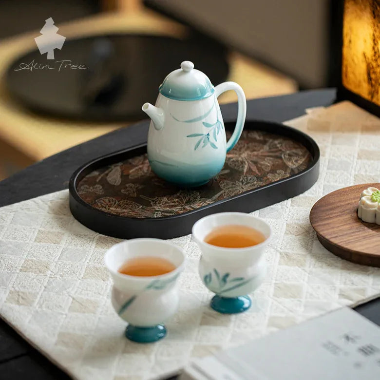 Hand-Painted Orchid White Porcelain Teapot Tea Set - AlinTree
