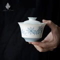 Hand-Painted Blue & White Porcelain Gaiwan Tea Cup (145ml)