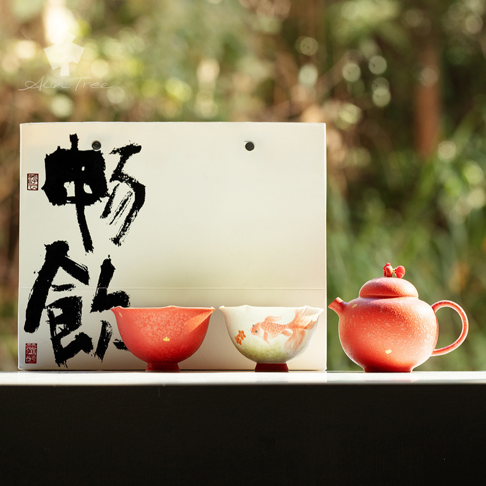 Hand-Painted Goldfish Teapot Tea Set