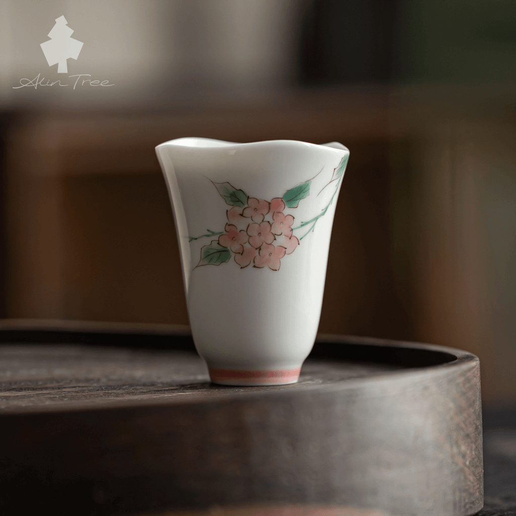 Hand-Painted Hydrangea Gongfu Tea Cup