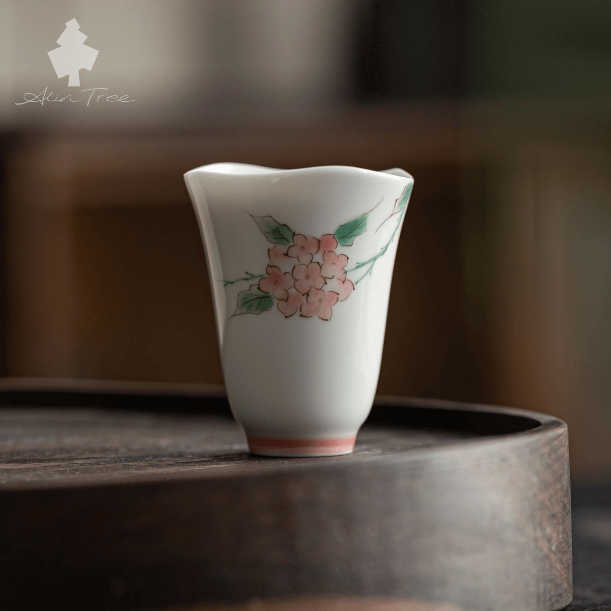 Hand-Painted Hydrangea Gongfu Tea Cup