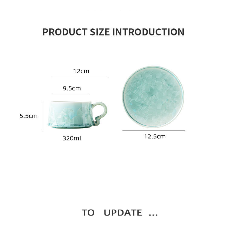 Japanese Arita Ware Tricolor Pine Needle Crystalline Kiln-Glazed Fluted Coffee Mug 320ml