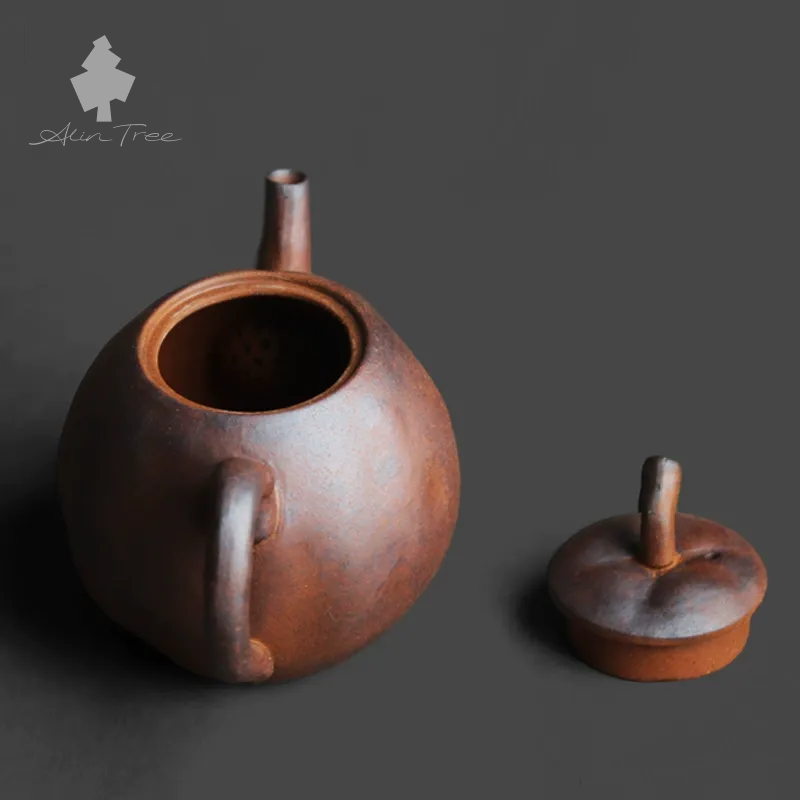 Coarse Stoneware Old Rock Clay Apple-Shaped Teapot