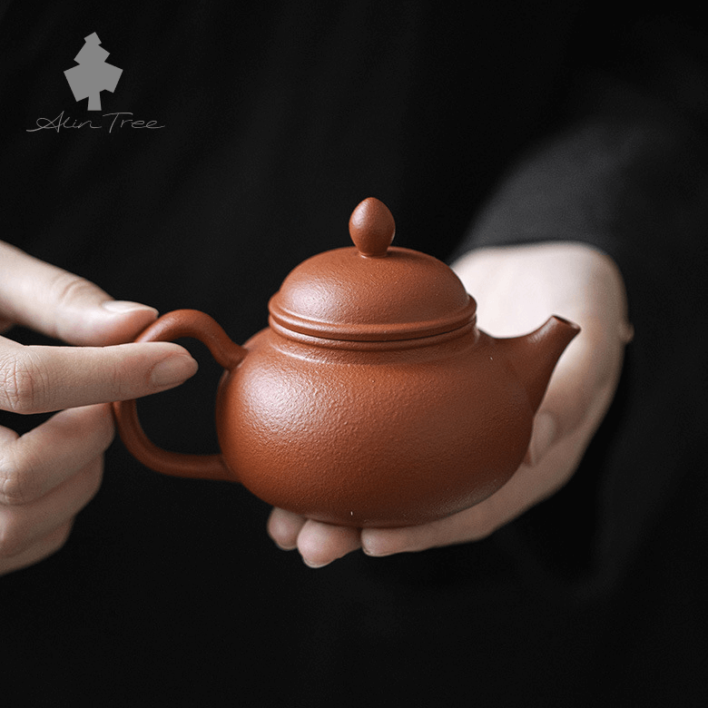 Zhuni (Cinnabar Clay) Yixing Zisha Teapot with Orange-Peel Texture